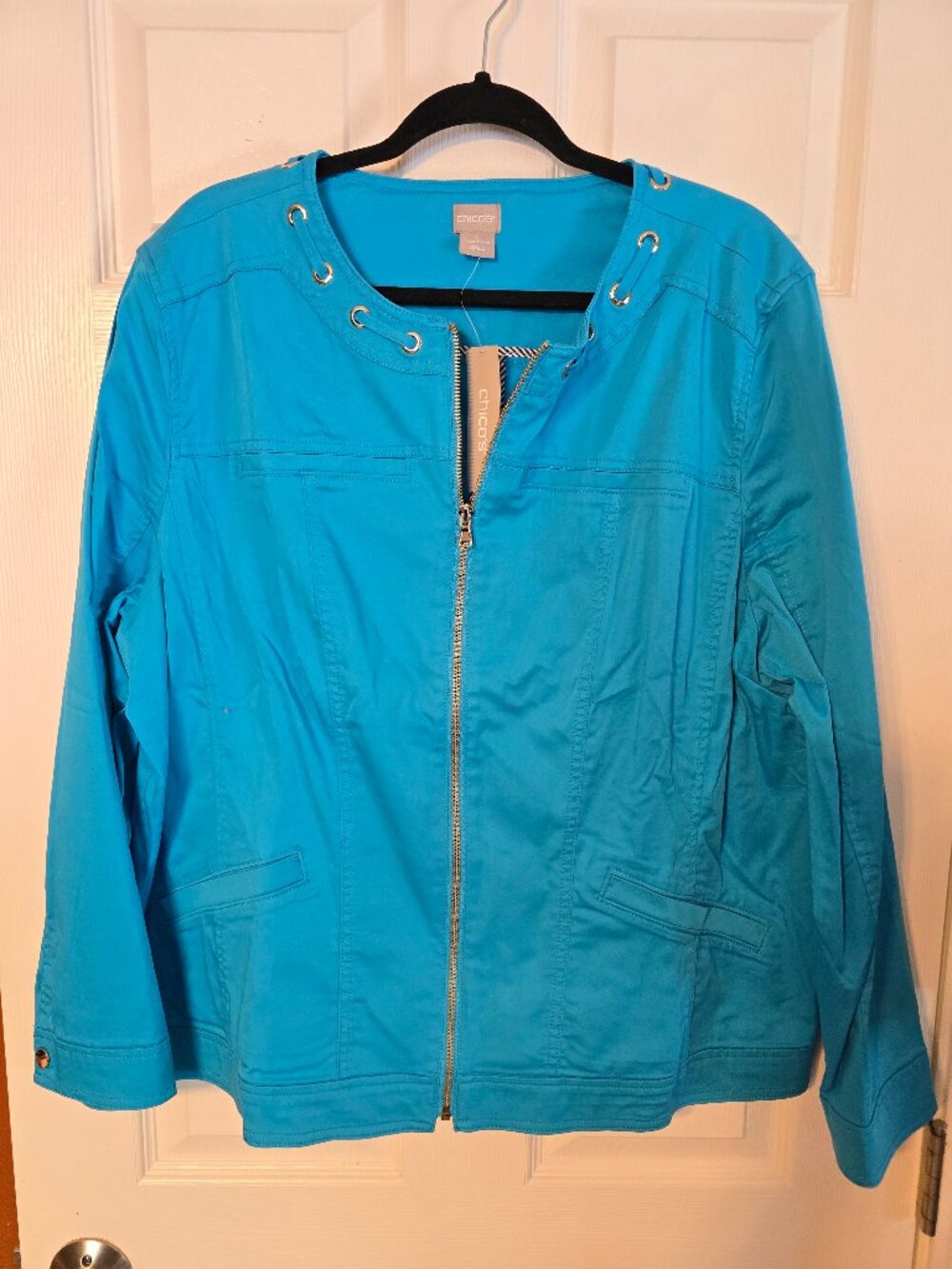 Chico's Turquoise Grommet Twill Jacket - NWT